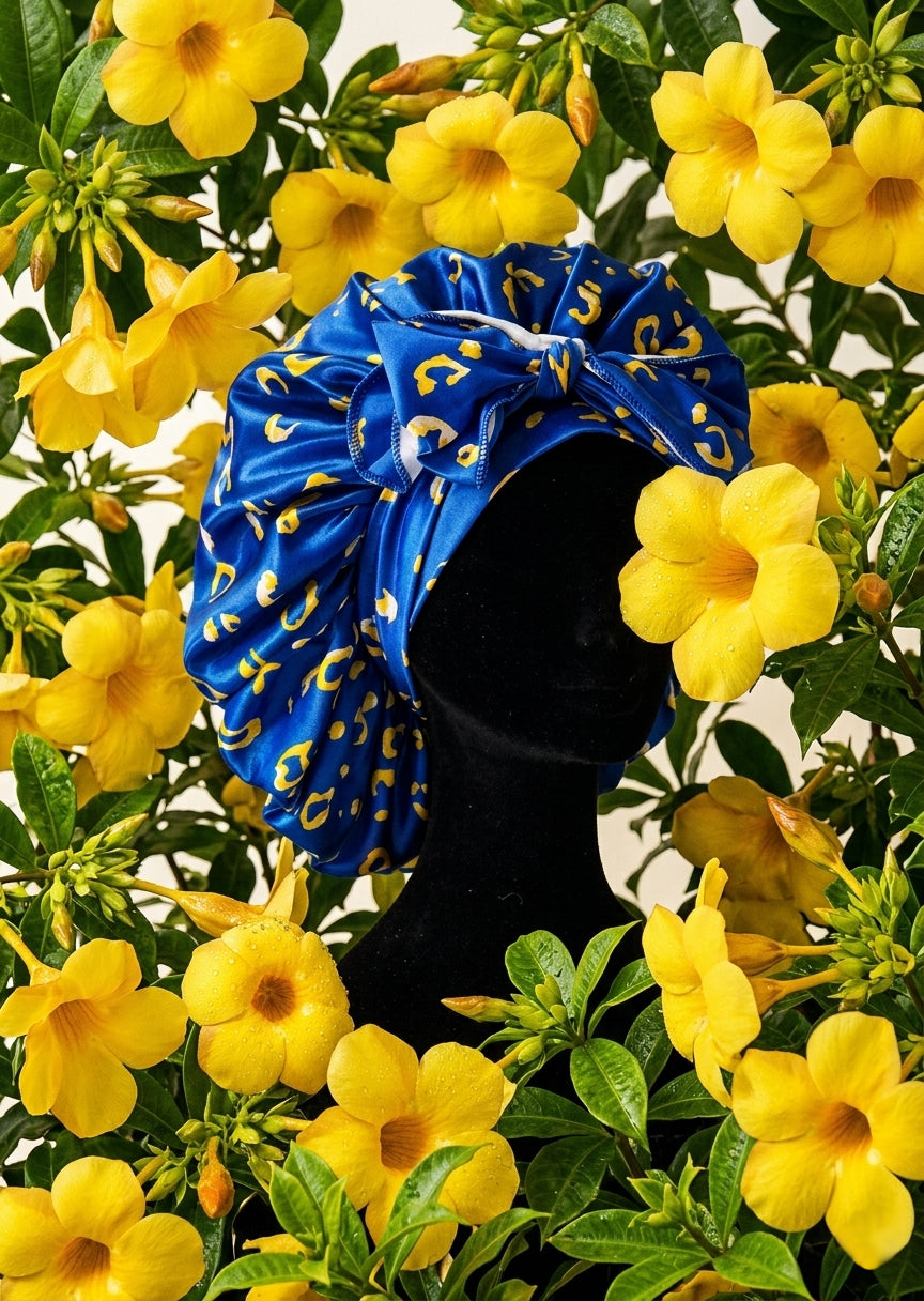 Bonnet en satin léopard anti-casse pour des cheveux soyeux